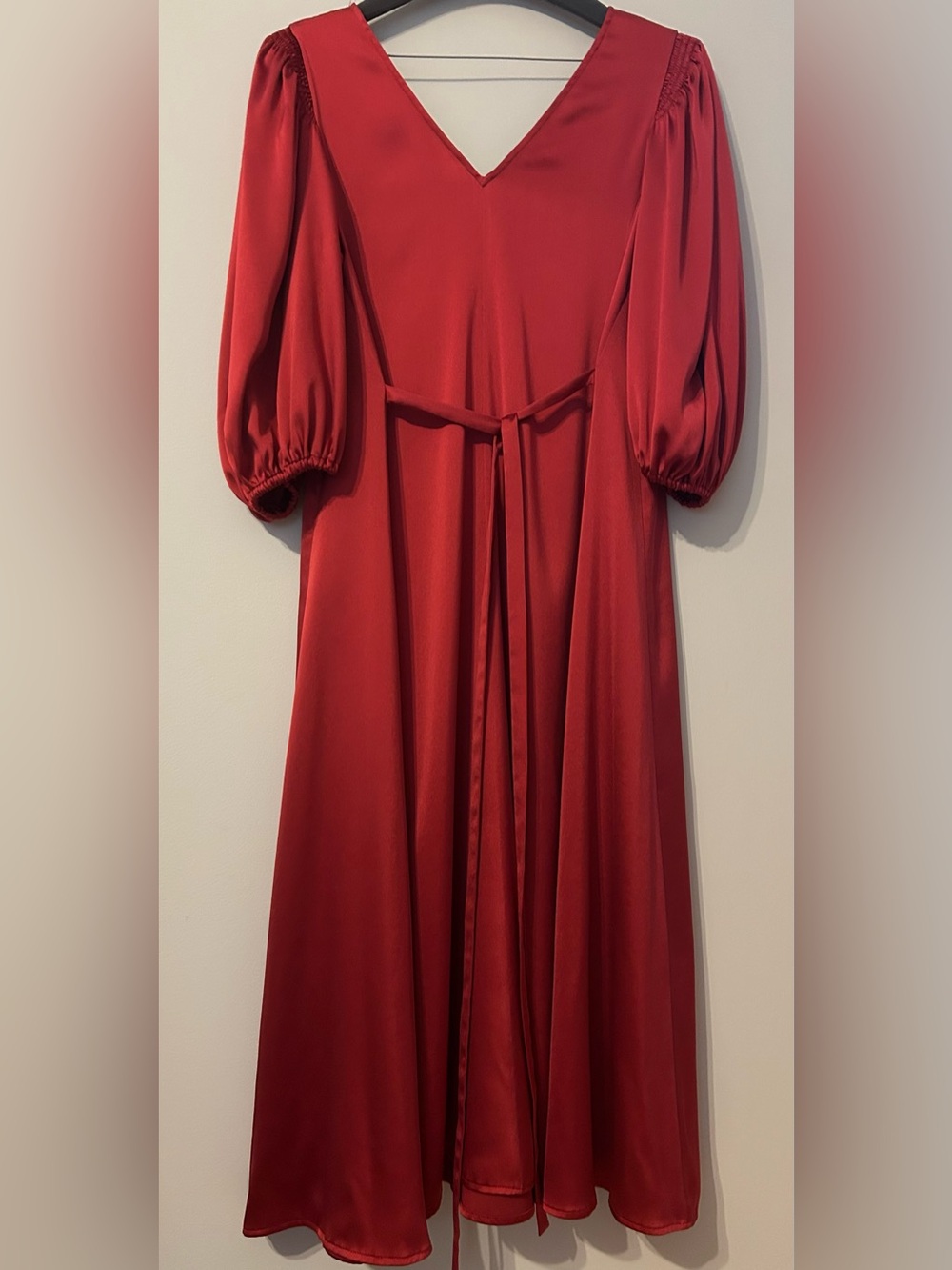 STINE GOYA Marlen Dress Red V-Neck Maxi Dress MEDIUM